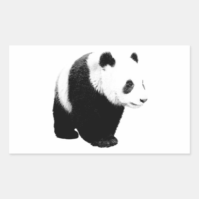 Sticker Rectangulaire Panda noir et blanc (Devant)