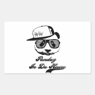 Sticker Rectangulaire Pandaz À Da House. Panda du ghetto