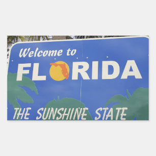 Sticker Rectangulaire Panneau Bienvenue en Floride
