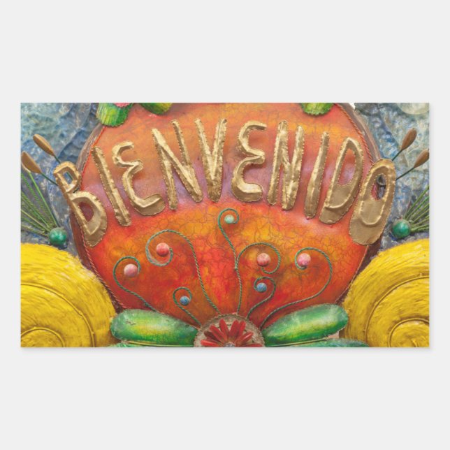 Sticker Rectangulaire Panneau de bienvenue en espagnol, Mexique (Devant)