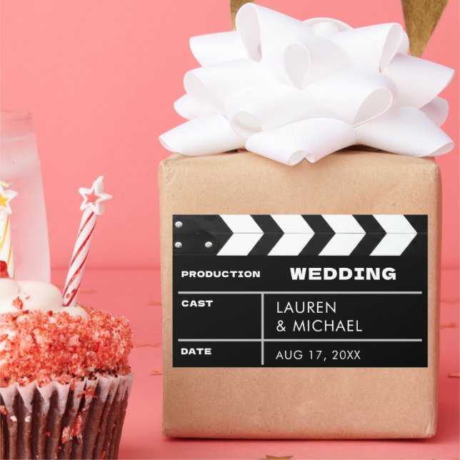 Sticker Rectangulaire Panneau de clap de mariage cinématographique (Fête)