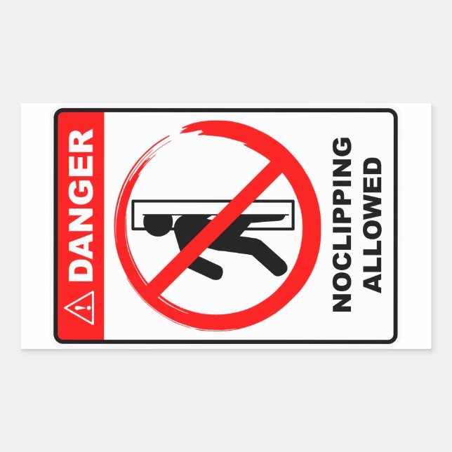 Sticker Rectangulaire Panneau de Danger Noclipping Autorisé (Devant)
