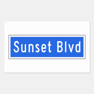 Sticker Rectangulaire Panneau de rue Sunset Boulevard, Los Angeles, CA