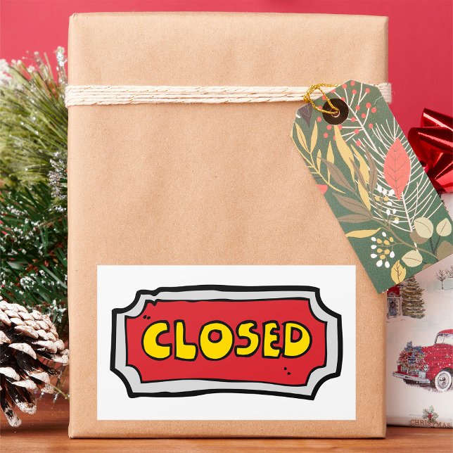 Sticker Rectangulaire Panneau Fermé Jaune Et Rouge (Créateur téléchargé)