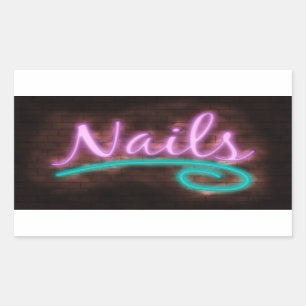 Sticker Rectangulaire Panneau Neon Nails