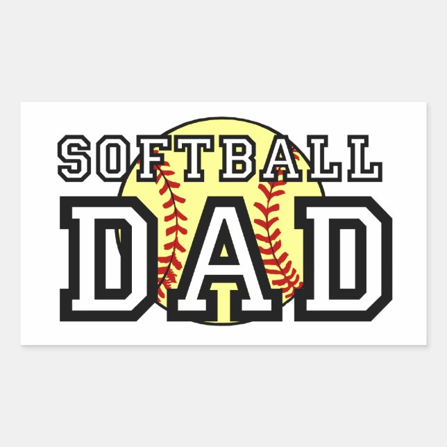 Sticker Rectangulaire Papa du softball (Devant)