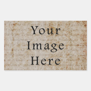 Sticker Rectangulaire Papier de parchemin de texte vintage Brown de scri