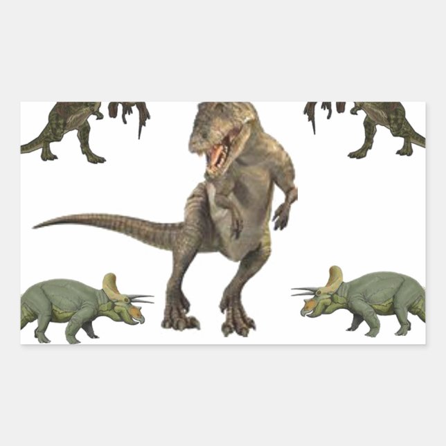 Sticker Rectangulaire Papier Dinosaure (Devant)