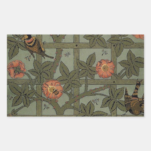 Sticker Rectangulaire Papier peint en treillis de William Morris (Devant)