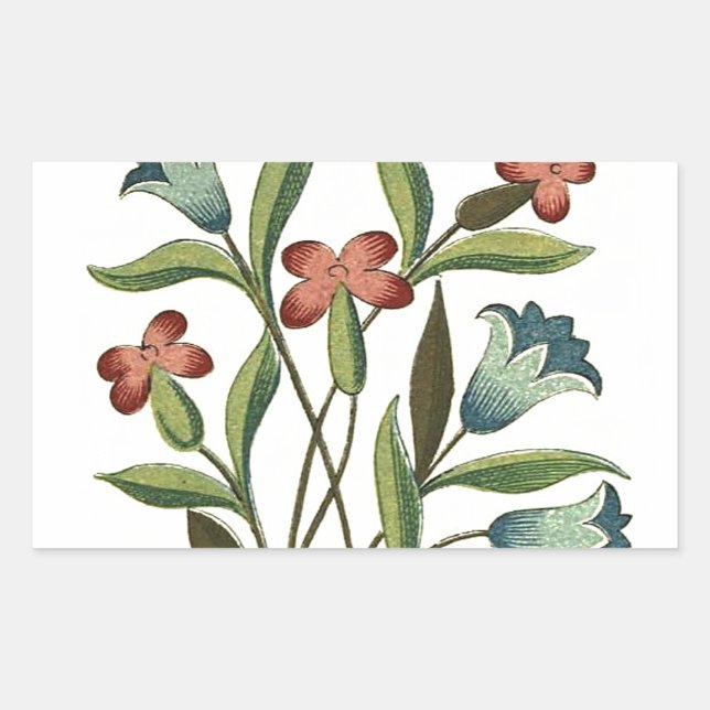 Sticker Rectangulaire Papier peint floral Art Nouveau Joli (Devant)