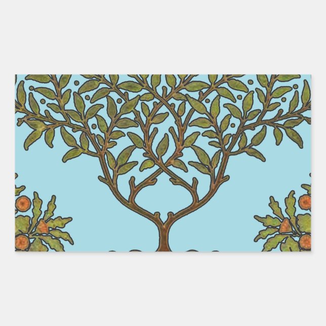 Sticker Rectangulaire Papier peint frise d'arbre de William Morris (Devant)
