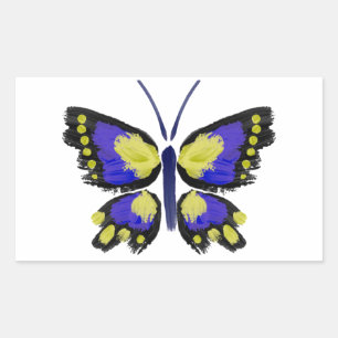 Sticker Rectangulaire Papillon bleu et jaune