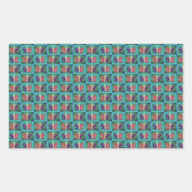 Sticker Rectangulaire Papillon coloré | Filtres | Half Drop | (Devant)