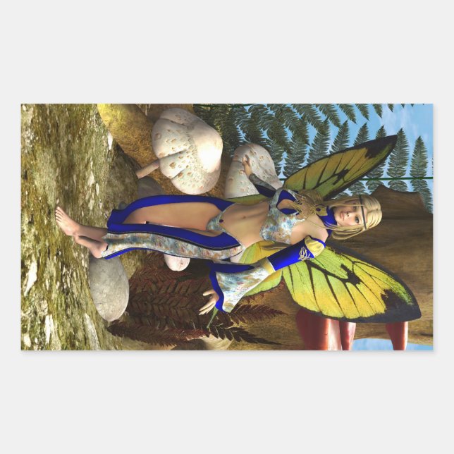 Sticker Rectangulaire Papillon de fée (Devant)