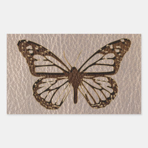 Sticker Rectangulaire Papillon en cuir doux