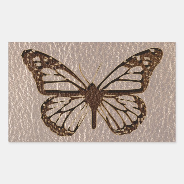 Sticker Rectangulaire Papillon en cuir doux (Devant)