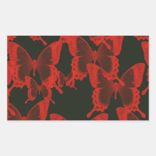 Sticker Rectangulaire papillon rouge de l'arrière - plan de nuit sombre