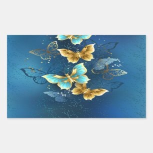 Sticker Rectangulaire Papillons dorés