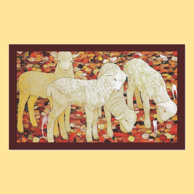 Sticker Rectangulaire Pâques Animaux Mignons Vintage (Créateur téléchargé)