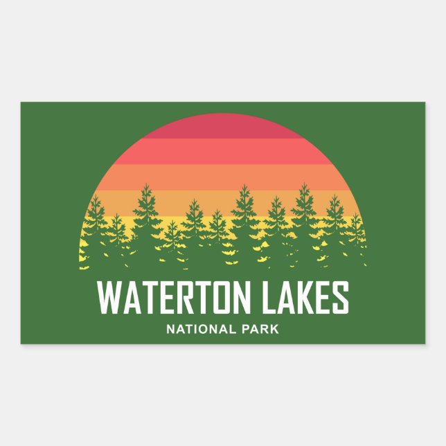 Sticker Rectangulaire Parc national des Lacs-Waterton (Devant)