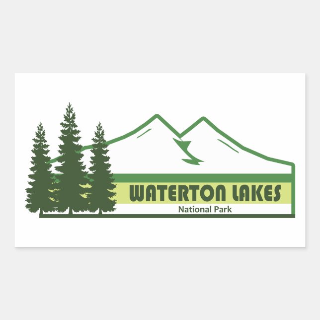Sticker Rectangulaire Parc national des Lacs-Waterton Grandes vertes (Devant)