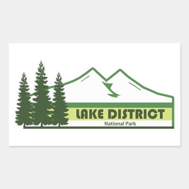 Sticker Rectangulaire Parc national du Lake District bandes vertes (Devant)