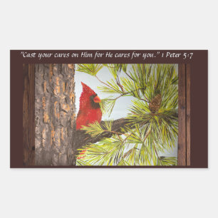 Sticker Rectangulaire Parlez à Jésus Red Bird