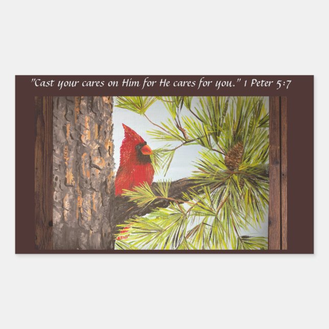 Sticker Rectangulaire Parlez à Jésus Red Bird (Devant)
