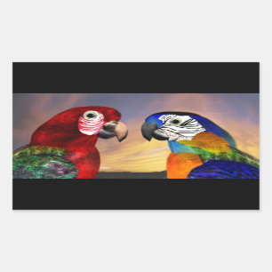 STICKER RECTANGULAIRE PARROS HYPER / ARBRE ROUGE ET BLEU