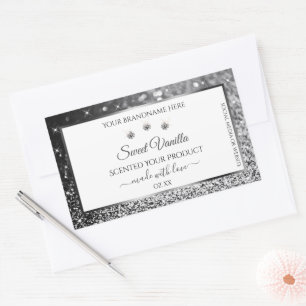 Sticker Rectangulaire Parties scintillant argent blanc étoiles Diamants