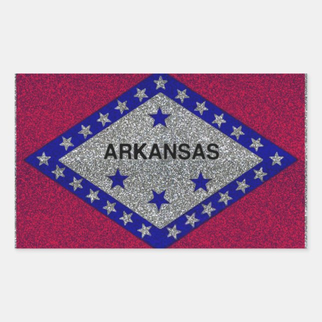 Sticker Rectangulaire Parties scintillant Arkansas drapeau rectangle sti (Devant)