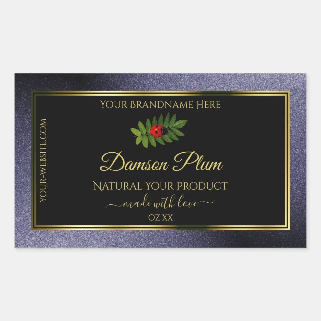 Sticker Rectangulaire Parties scintillant Bleu foncé Black Gold Étiquett (Devant)