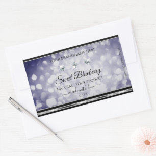 Sticker Rectangulaire Parties scintillant bleue glamour Produits Étiquet
