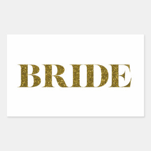 Sticker Rectangulaire Parties scintillant Bride Gold