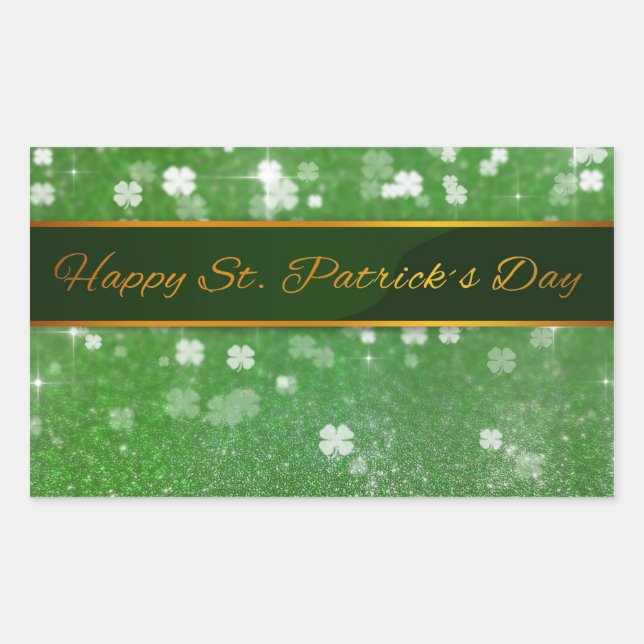 Sticker Rectangulaire Parties scintillant de la Saint Patrick Shamrock (Devant)