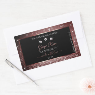 Sticker Rectangulaire Parties scintillant de luxe en Bourgogne Noire Bij
