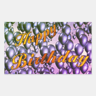 Sticker Rectangulaire Parties scintillant d'or Joyeux anniversaire