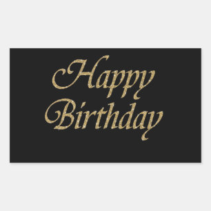 Sticker Rectangulaire Parties scintillant d'or Joyeux anniversaire