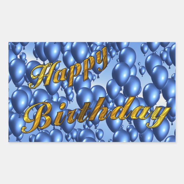 Sticker Rectangulaire Parties scintillant d'or Joyeux anniversaire (Devant)