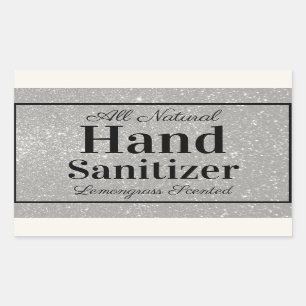 Sticker Rectangulaire Parties scintillant en argent sur mesure Sanitizer