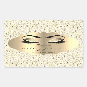 Sticker Rectangulaire Parties scintillant Gold Lash Eyes De Diamant Blan