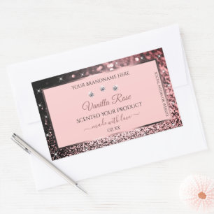 Sticker Rectangulaire Parties scintillant rose étoiles Emballage de prod