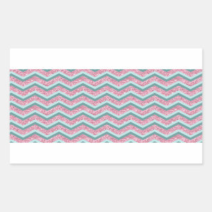 Sticker Rectangulaire Parties scintillant rose Motif ZigZag
