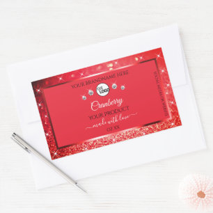 Sticker Rectangulaire Parties scintillant rouge étincelante Produit Étiq