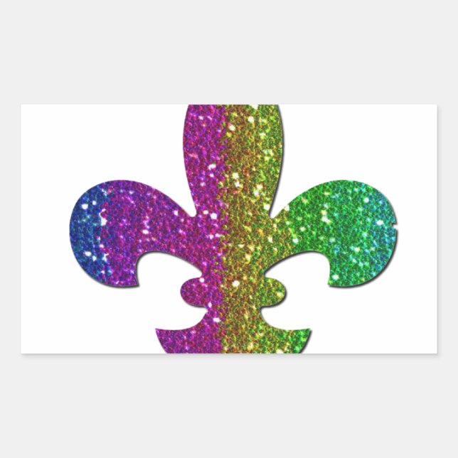 Sticker Rectangulaire Parties scintillant Sparkle Fleur De Lis Multi Col (Devant)