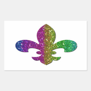 Sticker Rectangulaire Parties scintillant Sparkle Fleur De Lis Multi Col