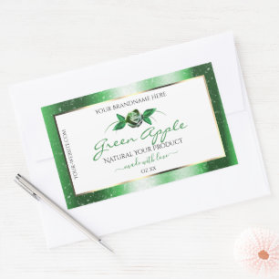 Sticker Rectangulaire Parties scintillant verte blanche étoiles Étiquett