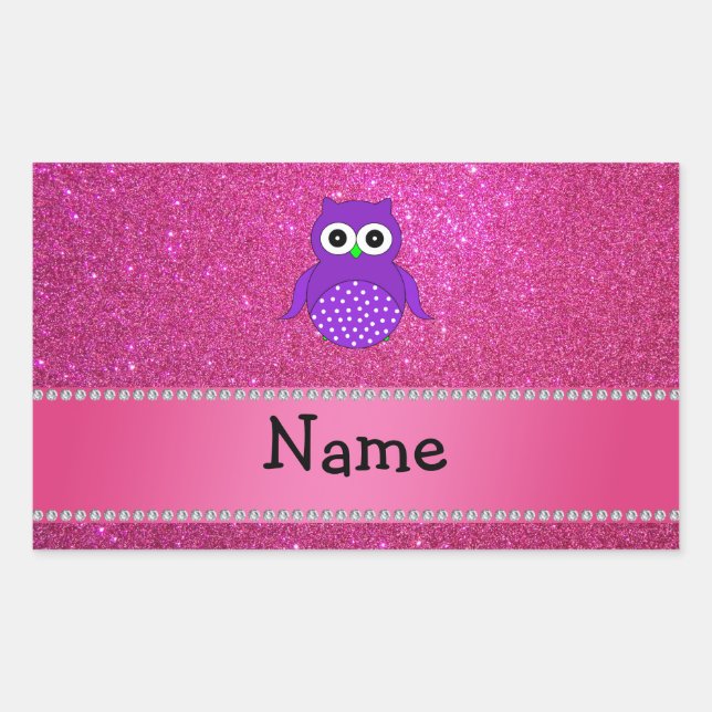 Sticker Rectangulaire Parties scintillantes pourpres nommées (Devant)