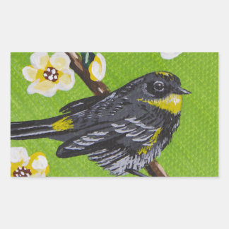 Sticker Rectangulaire Paruline à gorge jaune ~ Printemps