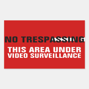 Sticker Rectangulaire Pas d'autocollants de surveillance vidéo intrusifs